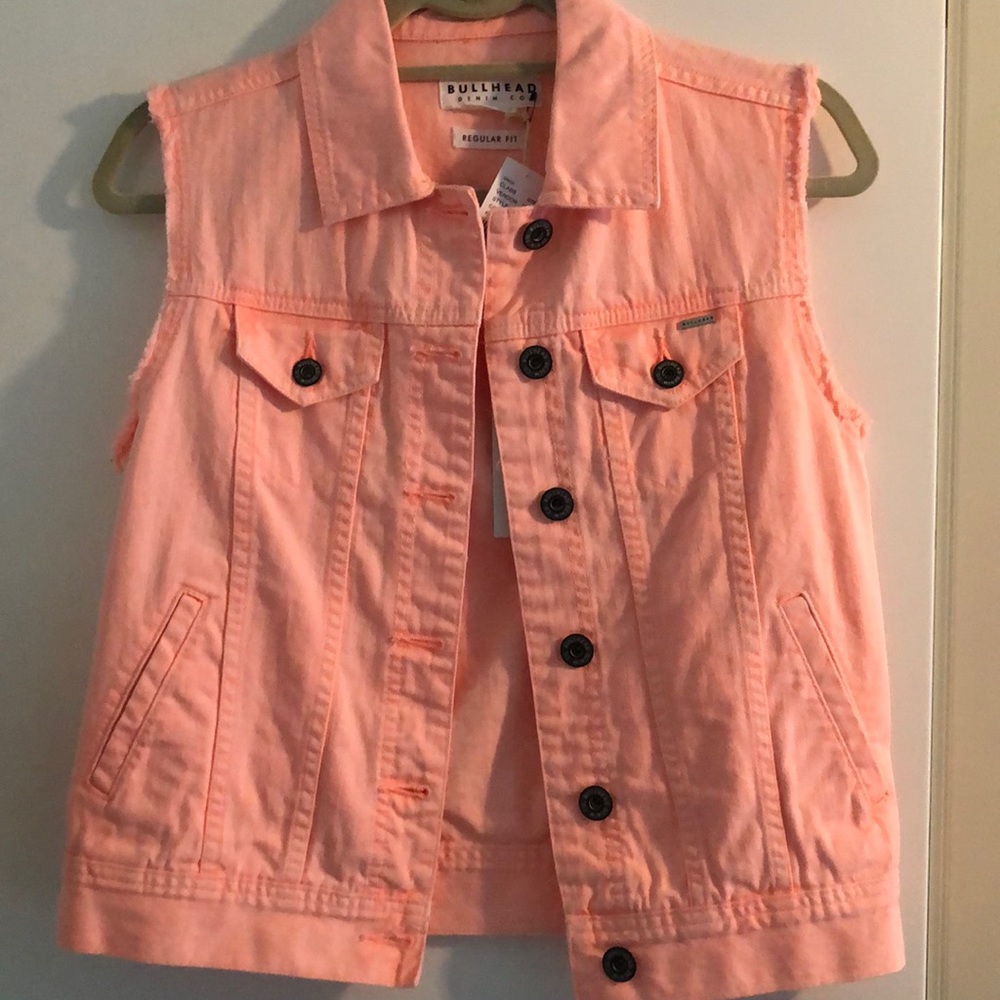 Pink denim vest